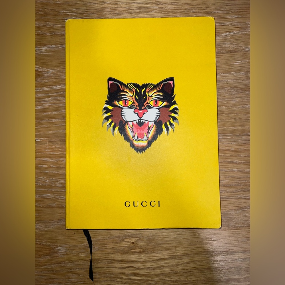 Gucci Yellow Notebook with Fierce Cat Motif